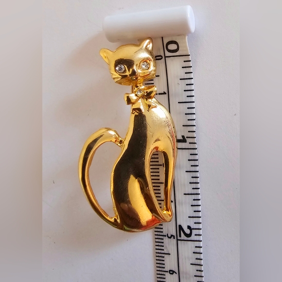 Fancy vintage gold siamese cat gentian with tie brooch cat lovers male feline - Picture 2 of 4